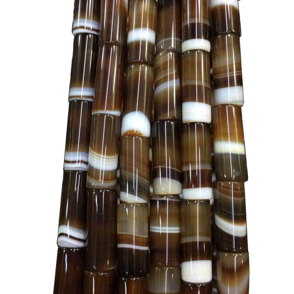 

Free shipping Women Fashion Jewelry 8x20mm Brown Onyx Carnelian Round Tube Art Loose Beads 15" FG9050