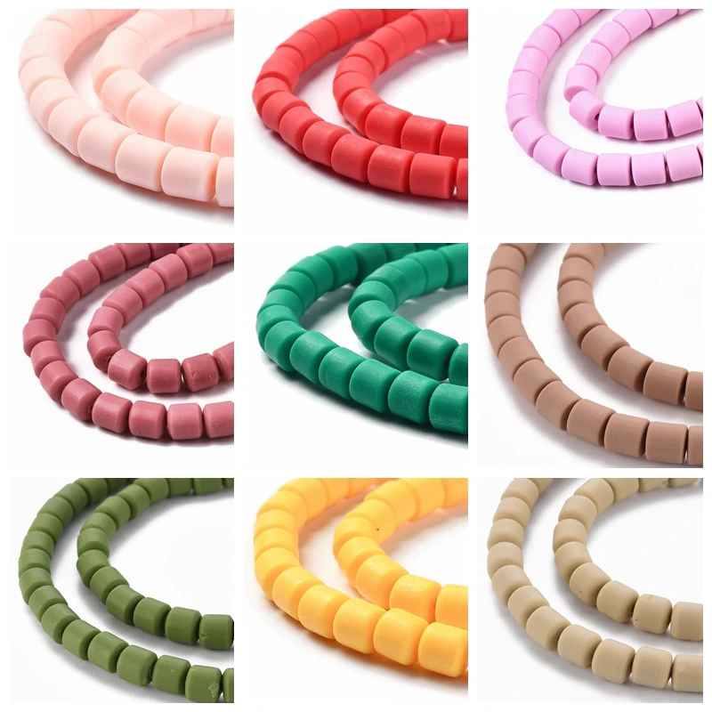 

6mm Barrel Polymer Clay Bead Strands Column Tube Loose Spacer Beads For Handmade Jewelry Making DIY Bracelet Accessories