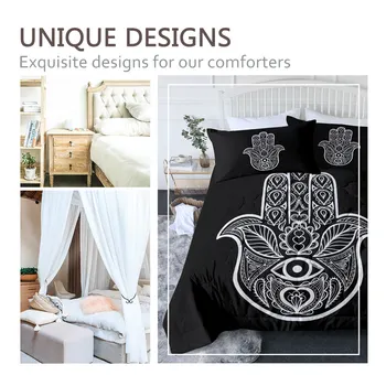 BlessLiving Zen Hand Summer Blanket Ornamental Tribal Air-conditioning Comforter Mandala Hamsa Bedspread Black Boho Thin Quilt 2