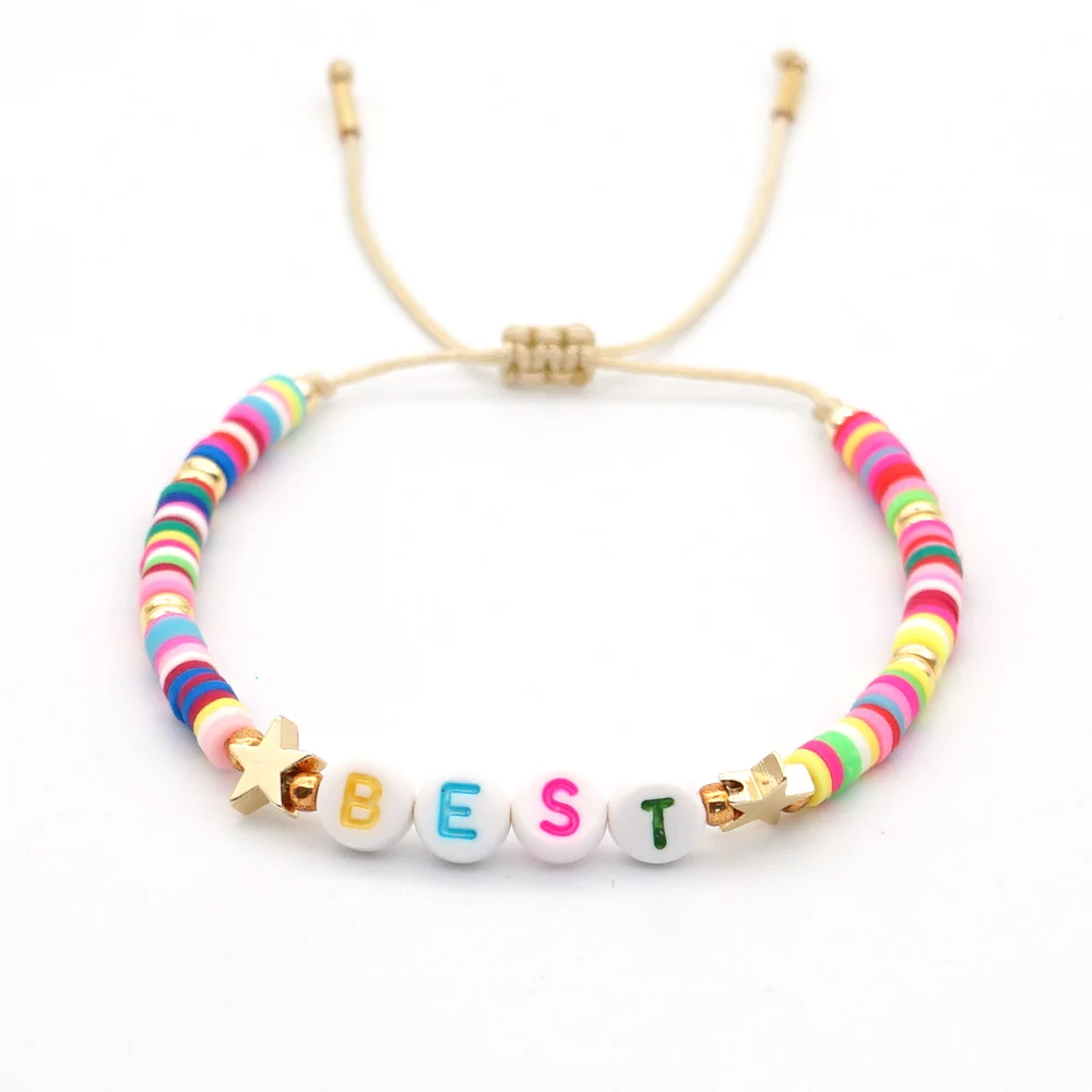 GO2BOHO на заказ Heishi Disc Beads браслеты для женщин именной браслет DIY письмо лучший друг