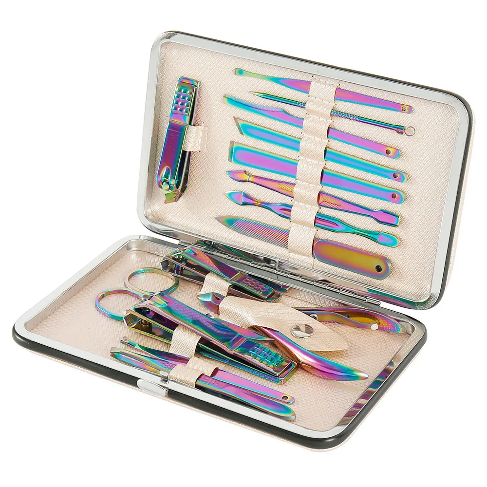 15pcs/set Multifunction Nail Clippers Set Stainless Steel Black Pedicure Scissor Tweezer Manicure Set Nail Clipper Professional