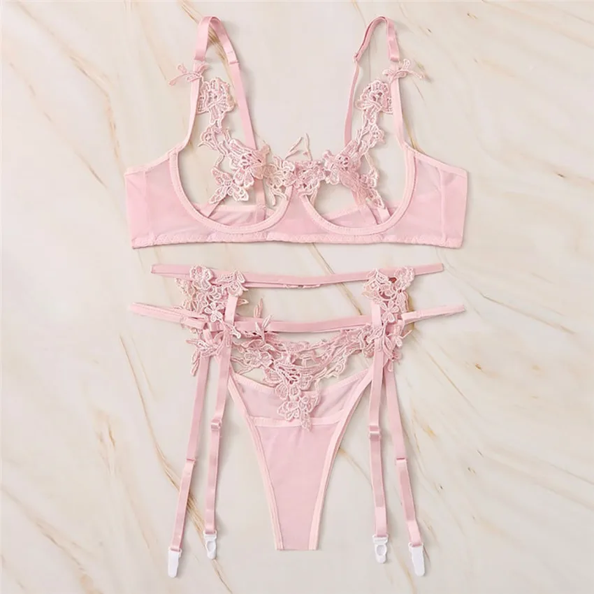 3 шт./комплект сексуальное кружевное муслиновое нижнее белье корсет на косточках