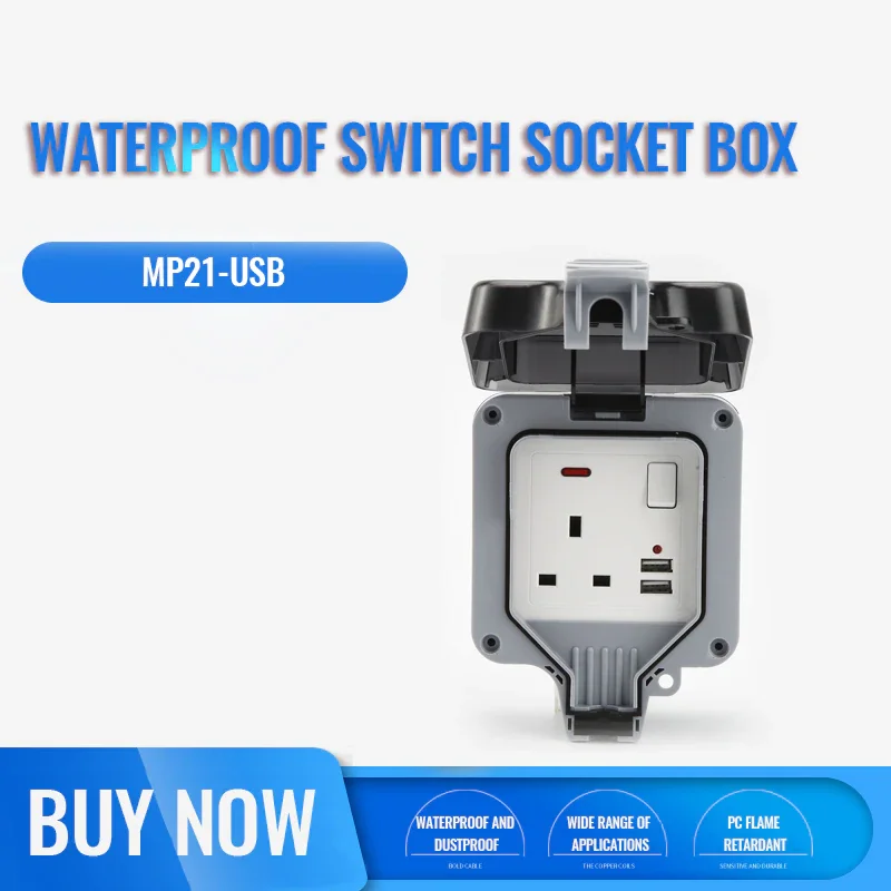

European Standard Power Adapter 2 USB Charging Protection Embedded Socket 220V Waterproof Multi-function Switch