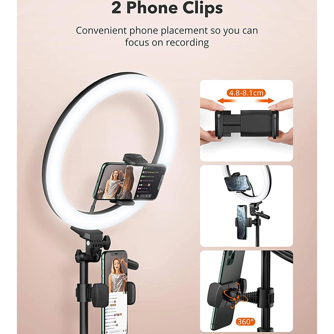 10 ''селфи кольцевой светильник с подставкой для мобильного телефона настенный