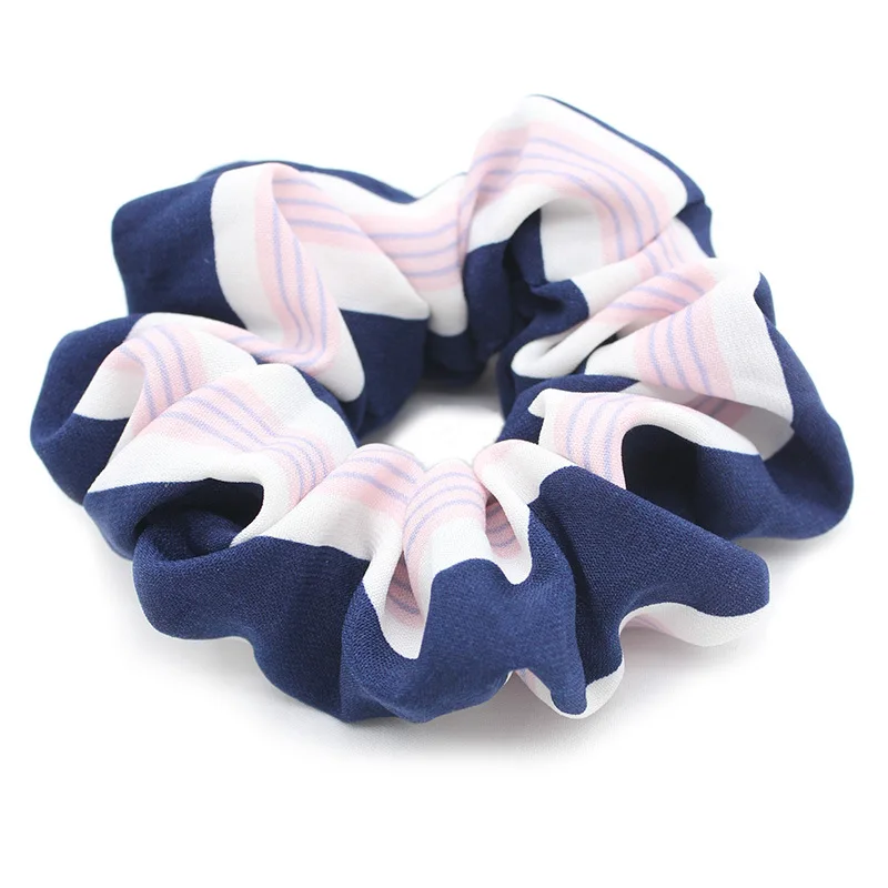 Fashion Simple Elastic Hair Bands Toothpick Wrinkle Scrunchie Ponytail Ring Two-tone Stripes Headwear |