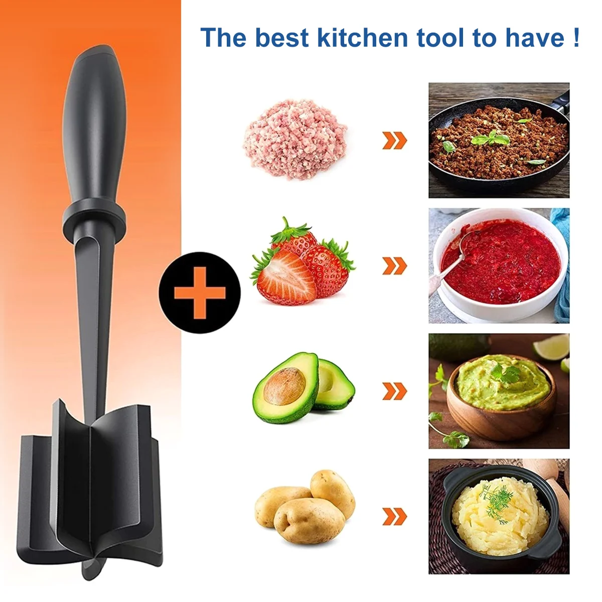 

Meat Chopper Heat Resistant Meat Chopper with Non-slip Handle Multifunctional Nylon Meat Masher