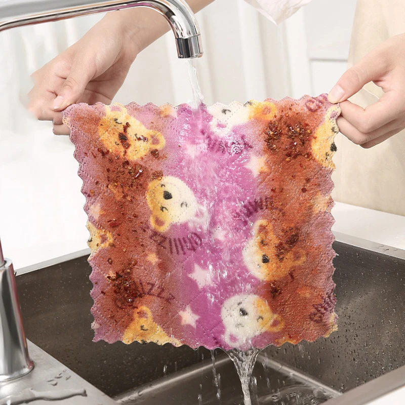 

✅5/10pcs Super Absorbent Kitchen Towels Soft Microfiber Cleaning Cloths Non-stick Oil Dish Cloth Rags For Kitchen Household Dish