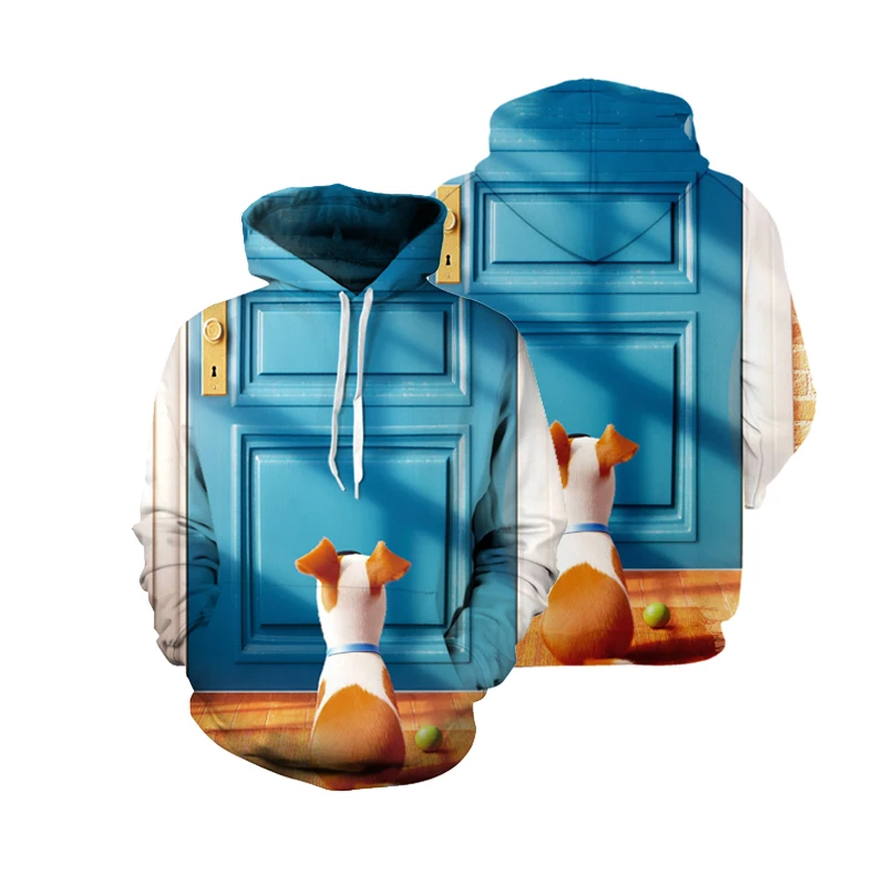 

Autumn men's 3d digital printing cute dog wolf dog pattern men's casual hoodie trend oversized Harajuku style streetwear
