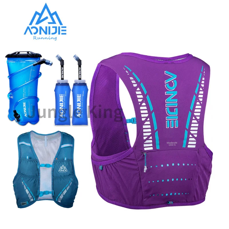 AONIJIE C933S 600ML 2pcs Update Outdoor Sports 5L Backpack Hydration Pack Rucksack Bag Vest Harness for Marathon Camping Running