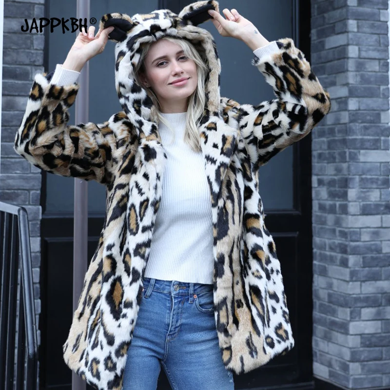 Пальто с искусственным мехом и капюшоном пальто для женщин 2020 осень зима Длинные