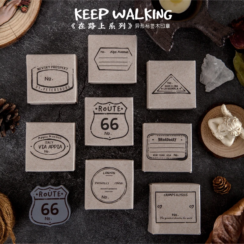 Серия Keep Walking Ретро этикетка декоративная печать деревянные резиновые штампы для