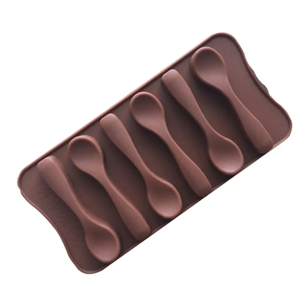 6 Spoon Shape Chocolate Mold Tray For Homemade Diy Baking Mould Cake Muffin Ice Cube | Дом и сад