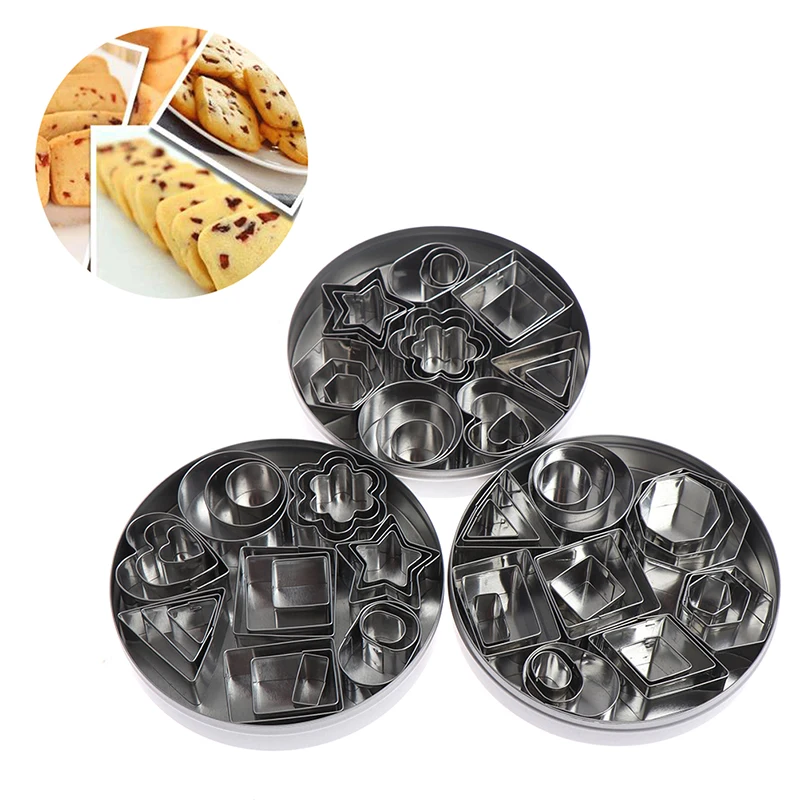 24Pcs/lot Stainless Steel Pottery Clay Tools Geometry Round Square Cutter Molds |