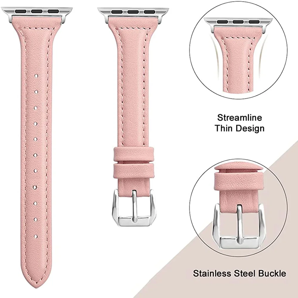 Ремешок из натуральной кожи для apple watch Series 6 se 5 4 3 тонкий браслет iwatch band 38 мм 42 44 40 |