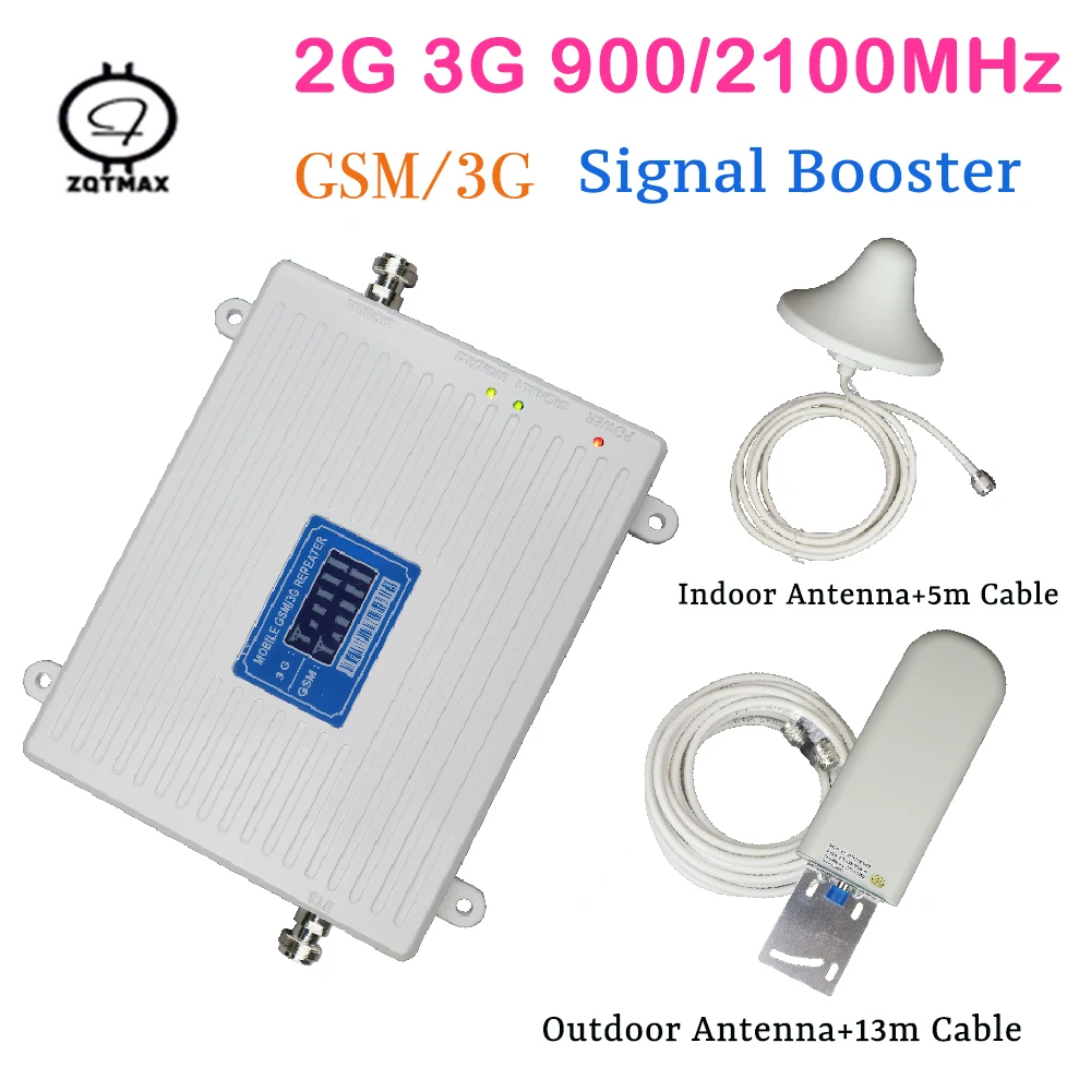 Ретранслятор ZQTMAX 2G 3G, ретранслятор, ретранслятор gsm wcdma, усилитель сигнала, 900 дюйма, 2100 дюйма, с комплектом антенн
