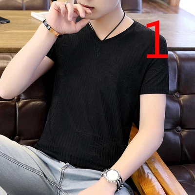 

2019 summer new tide brand trend ins lapel embroidery men's short-sleeved t-shirt