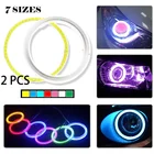 Светодиоды автомобильные COB 60 мм 70 мм 80 мм 90 мм 100 мм 110 мм 120 мм, кольцевые лампочки ангельские глазки, 7 цветов, 9-14 В постоянного тока, 2 шт.