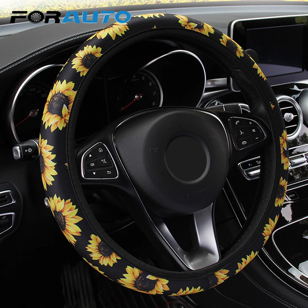 FORAUTO чехол рулевого колеса автомобиля подсолнечника Цветочный принт рулевые