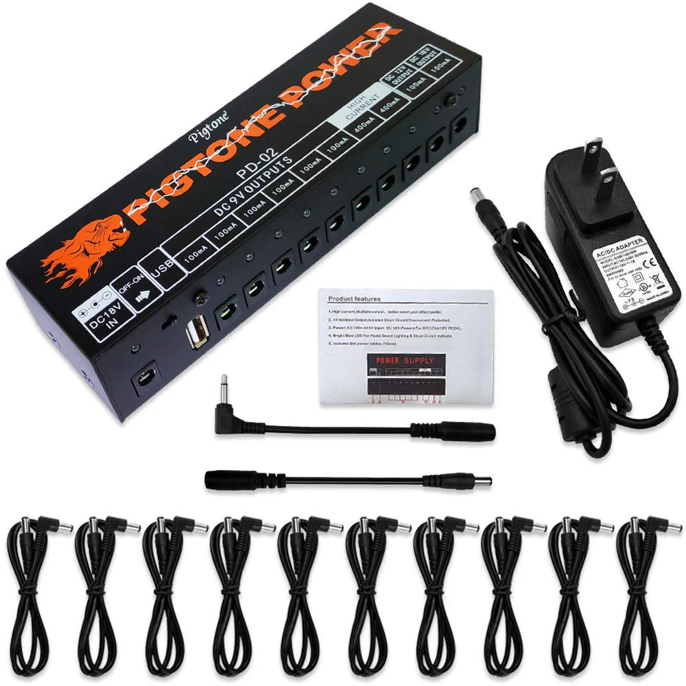 pigtone pd 02 gitarre pedal power versorgung 10 weg ausgang power elektrische gitarre wirkung power mit usb lade free global shipping