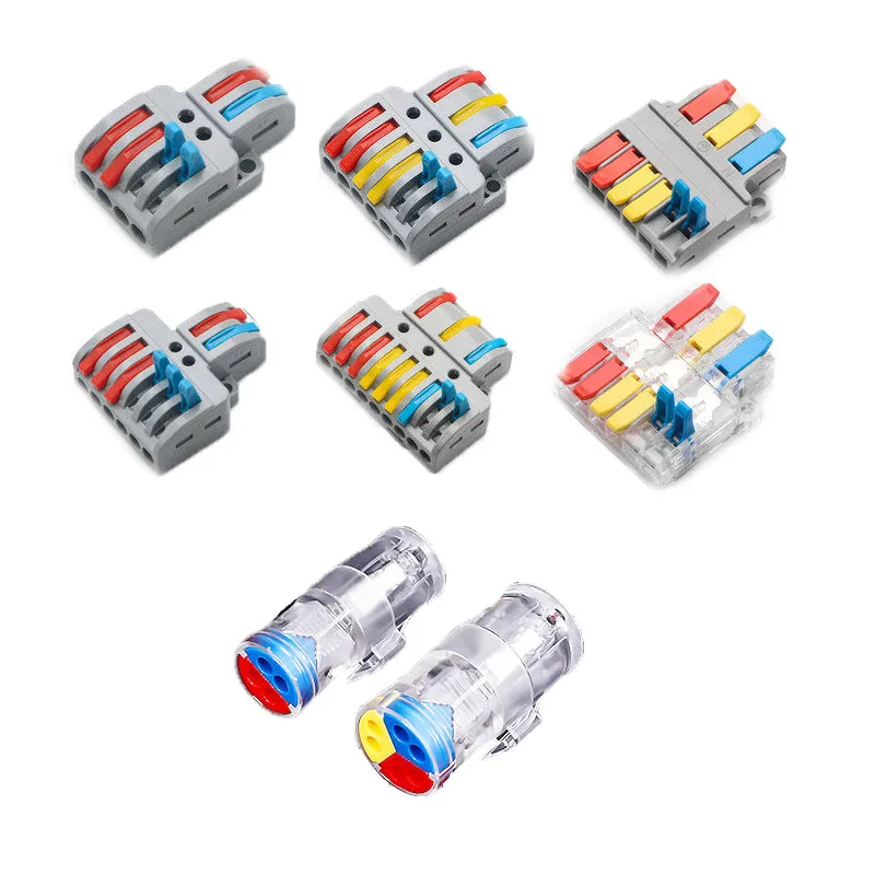 Mini Fast Butt Type Wire Cable Connectors 1 into 2 out Universal Quick Detachable compact Conductor Terminal block 0.08-4mm2