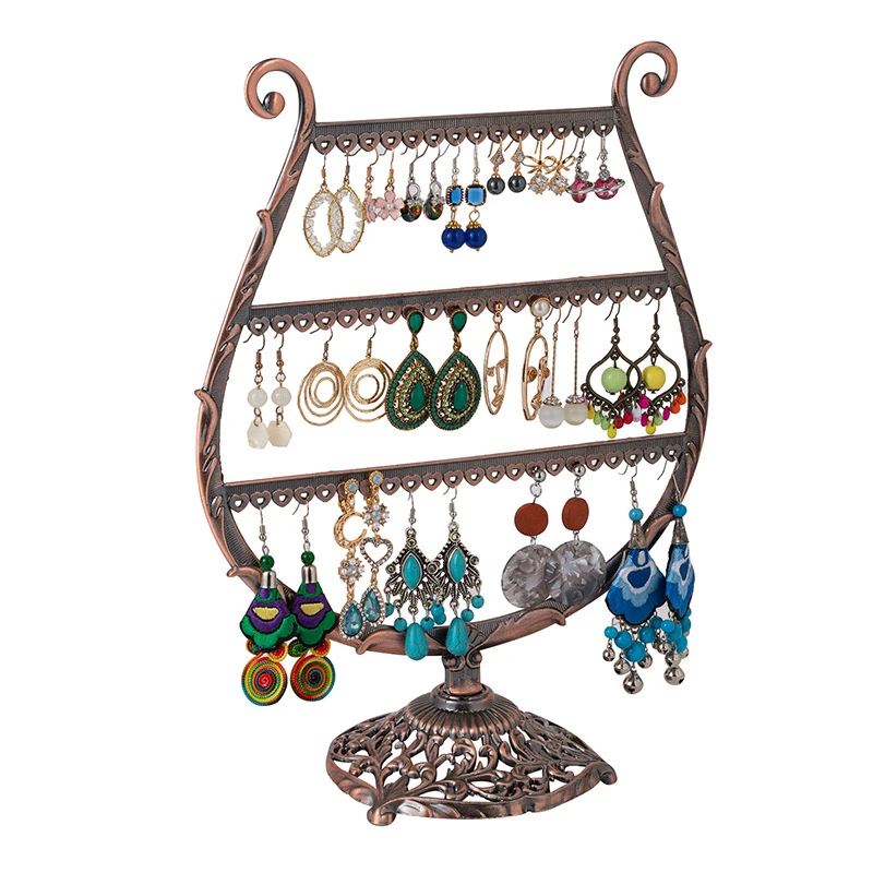 

Earring Holder Hanging Organizer Stand Metal Jewelry Tree Table Top Ear Stud Holder Tower Rack