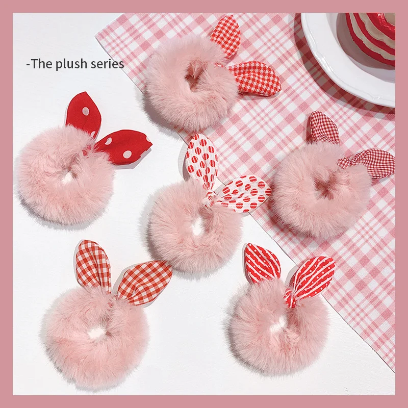 

Hair Accessories Fake Fur Hair Rope Cute Bear Scrunchies Women Girls Elastic Hair Rubber Bands Gum Kids Ponytail Holder