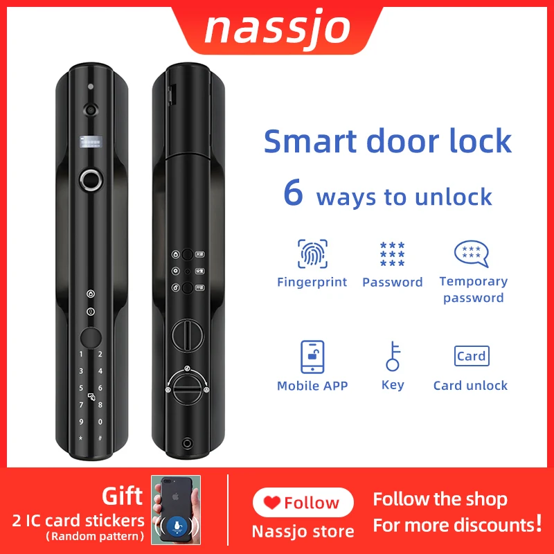 

Nassjo Smart Lock Fingerprint Door Lock Electronic Digital Lock Keyless Home Safe Fingerprint Password Key IC Card App Unlock