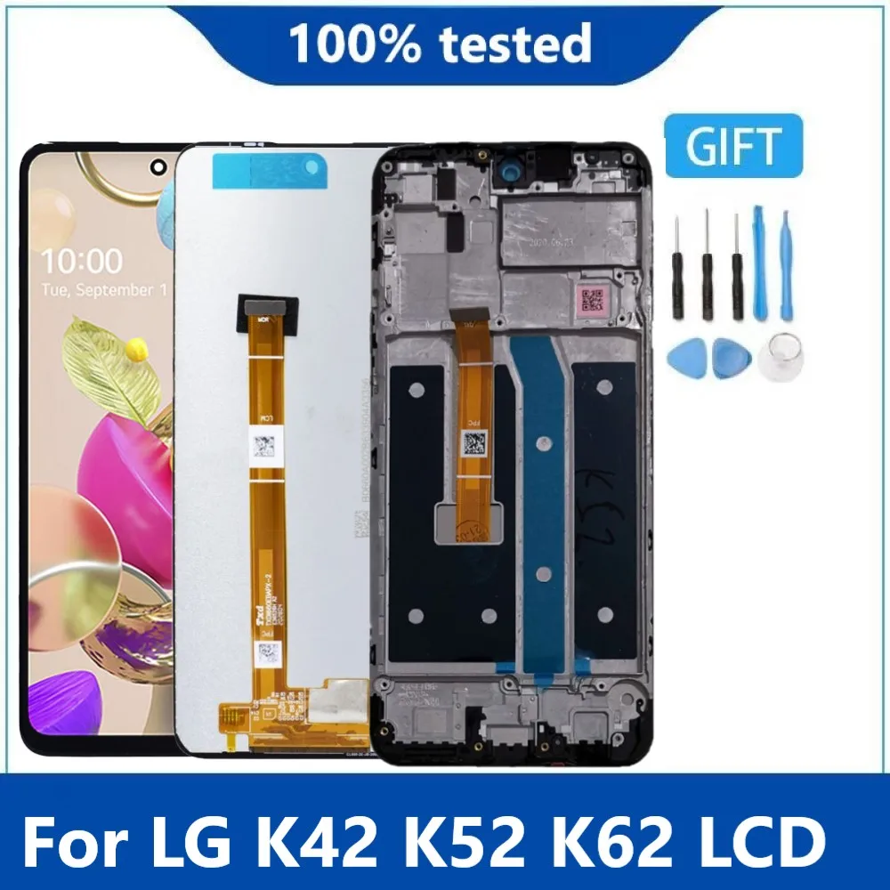 

Оригинальный дисплей для 6,6 "LG K42 K52 K62, ЖК-дисплей, сенсорный экран, дигитайзер, панель в сборе с рамкой, запасные части для K42