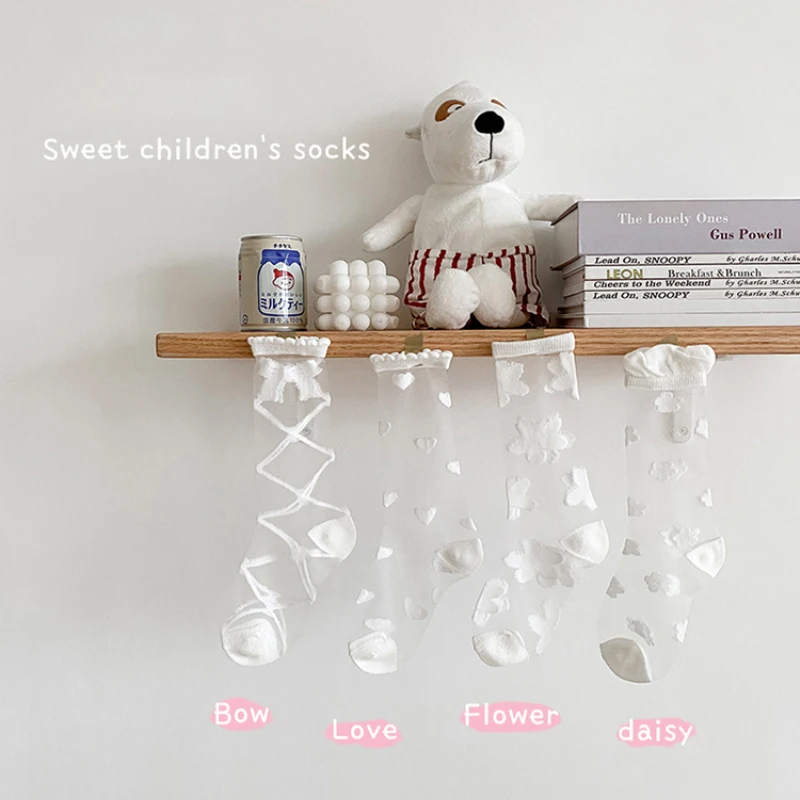 

1-8 Years 4pcs/set Children Summer Soft Socks Crystal Transparent Cotton Socks Girls Mesh Cute Cool Toddler Socks For Kids