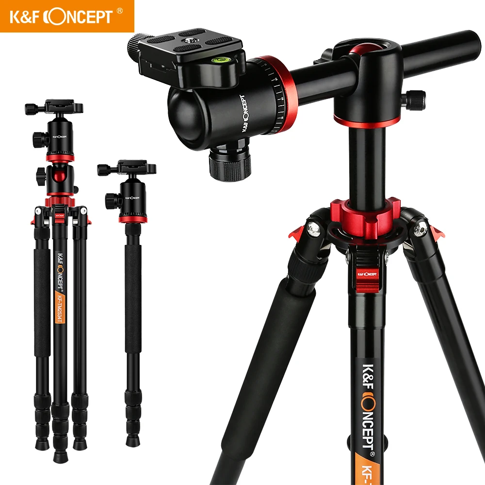 

K&F Concept TM2534T DSLR Camera Tripod 66' Magnesium Aluminium Monopod Professional Tripods W/ 360° Ball Head for Canon Nikon