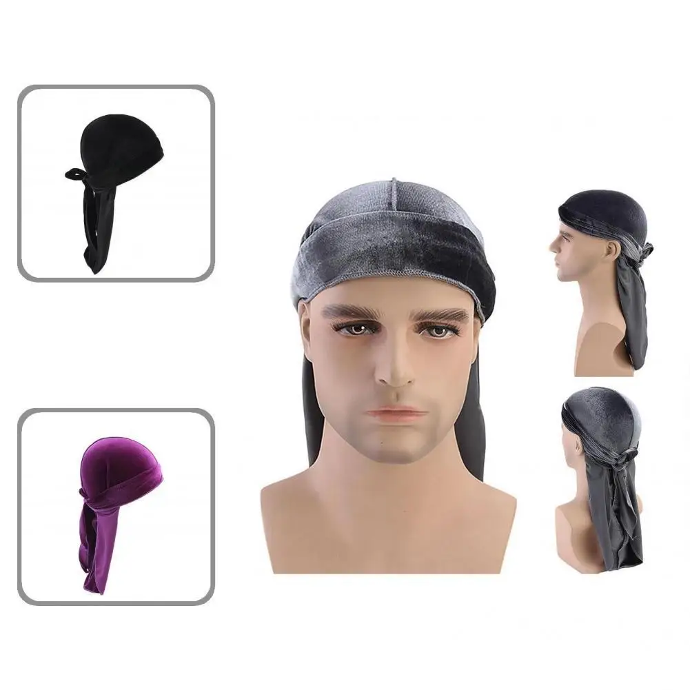 

Ultra Soft Velvet Men Women Wave Cap Doorag with Long Tail for Winter