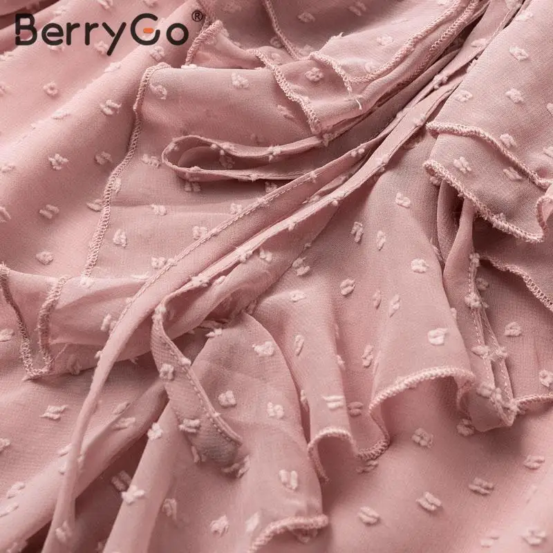 Женская блузка с открытыми плечами BerryGo элегантная Праздничная оборками