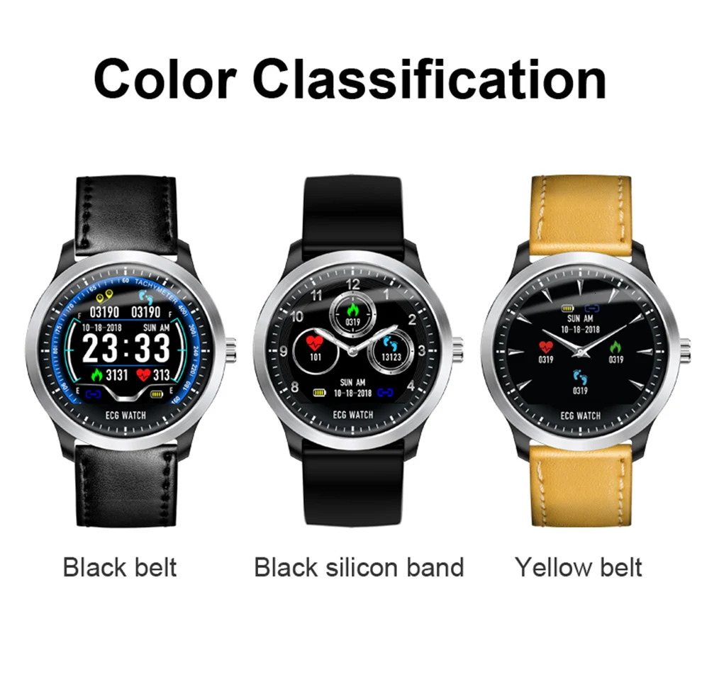 Jelly Comb N58 Smart Watch ECG PPG Blood Pressure Measurement Electrocardiograph Ecg Display Holter Men Smartwatch Waterproof