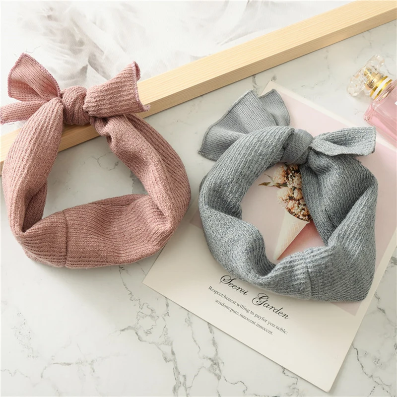 

Baby Kids Soft Crochet Headband Turban Knitted Cross Bowknot Elastic Hair Band Solid Girls Sweat Cotton Headbands Pink Gray Hot