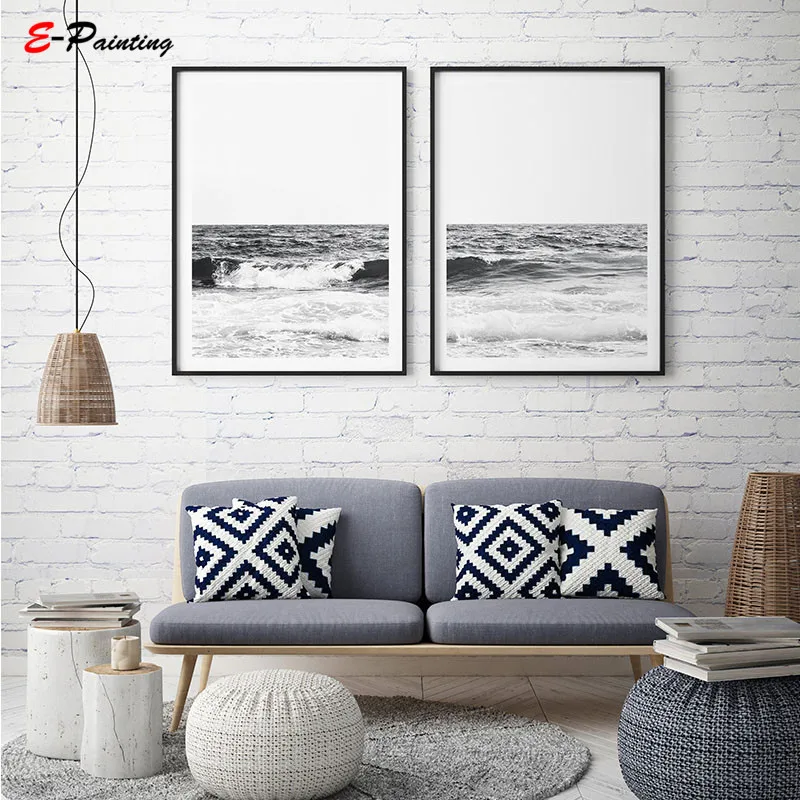 Современные холщовые стены с принтом волны океана пляжный дом декор в виде