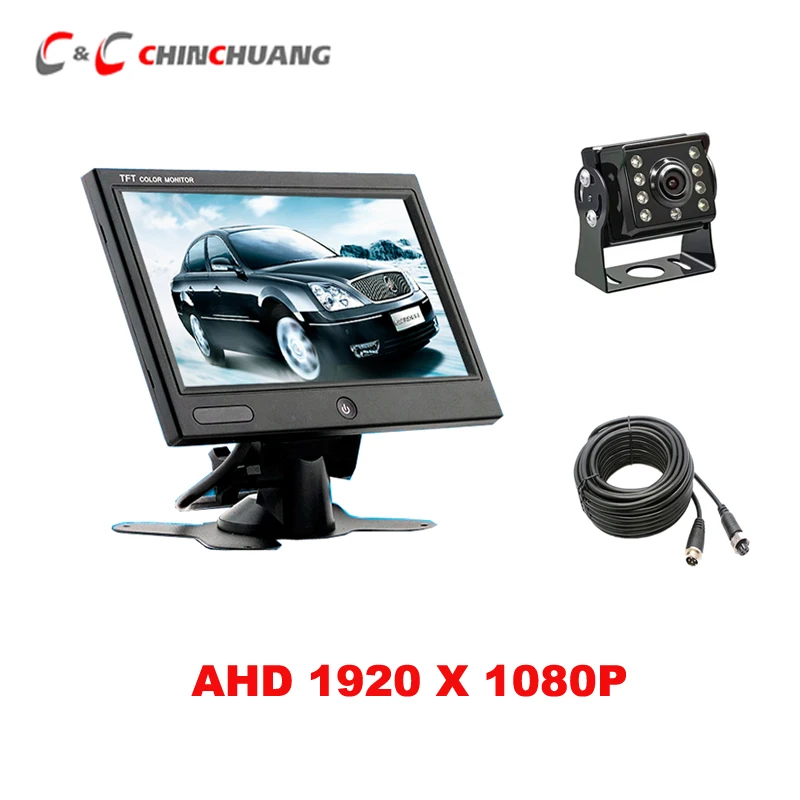 Камера заднего вида AHD 1080P 8 светодиодов ночное видение 7 дюймов | Автомобили и