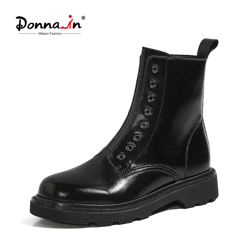 Donna in/женские зимние ботинки ботильоны из натуральной кожи теплые на платформе с