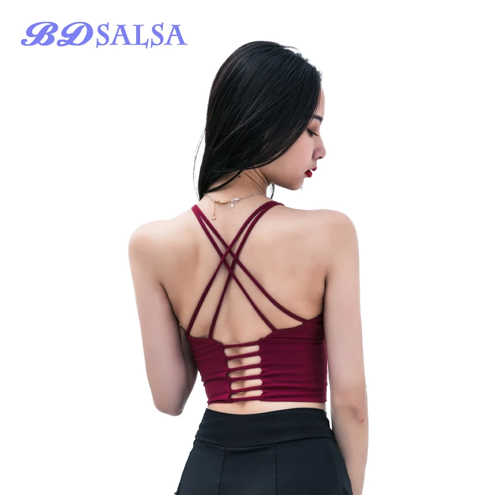 2020 Tops Latin Dance Clothes New Female Adult Dancing Cloth Summer Sexy Practice Dance Coat ZD34 Cotton Suspenders FOR GIRL