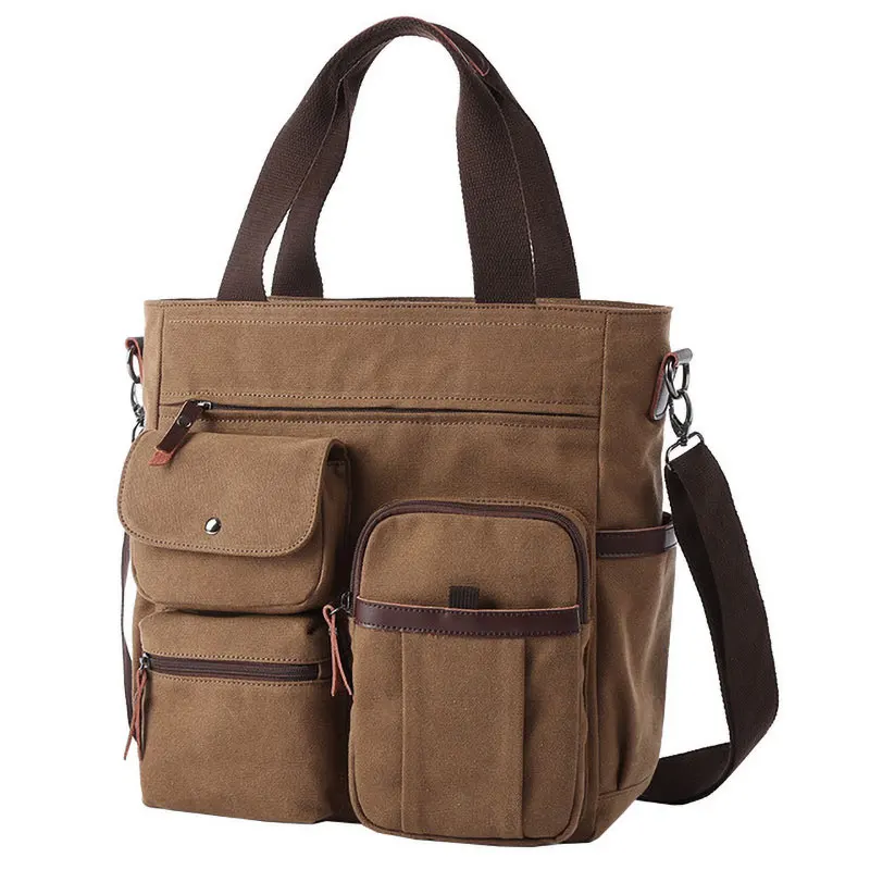 

Men's canvas bag Multi Pocket large capacity men's handbag Suitable for travel and business Luxury handbag Multifunctional bag