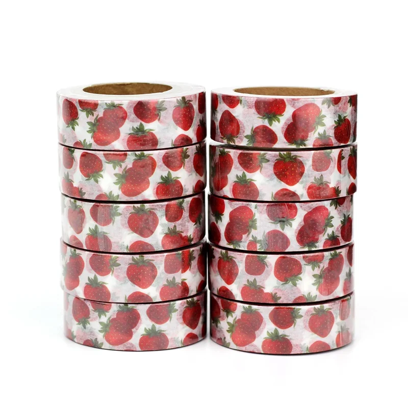 

Новинка 10 шт./лот декоративные ленты с рисунком фруктов, красной клубники, Васи для самостоятельного изготовления, цилиндрический журнал, к...