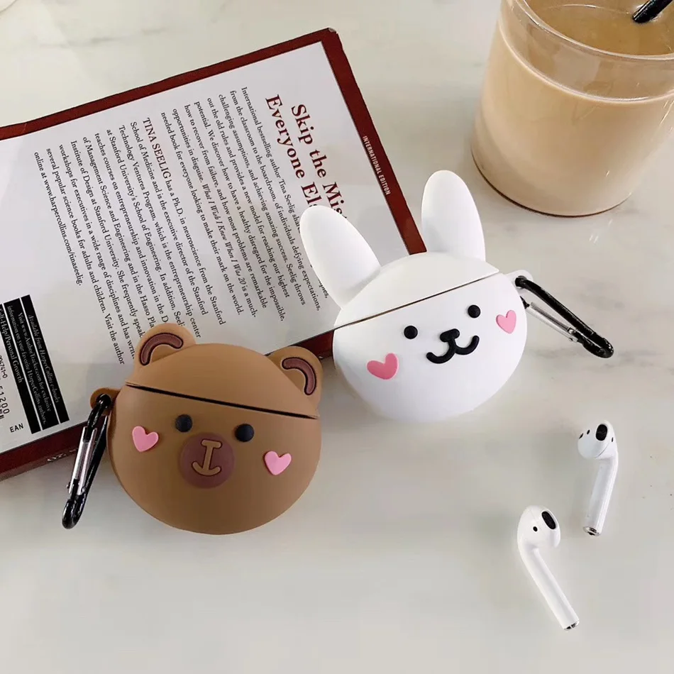 3D чехол для наушников Airpods Pro Чехол Силиконовый медведь кошка Мультяшные