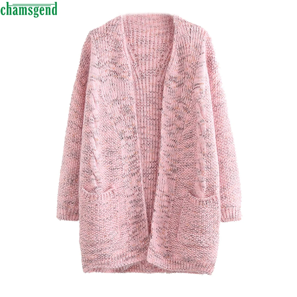 Женский теплый шерстяной вязаный кардиган Chamsgend однотонный модный свитер с