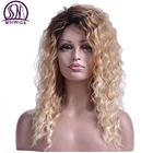 MSIWIGS женский афро кудрявый парик блонд Омбре длинный парик для черно-белых женщин из термостойкого волокна искусственные волосы