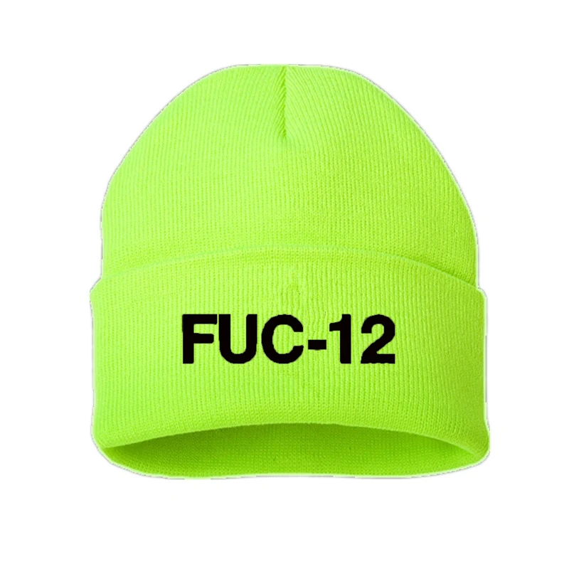 

FUC-12 Cotton Embroidery Casual Beanies for Men Women Knitted Winter Hat Solid Hip-hop Skullies Bonnet Unisex Cap