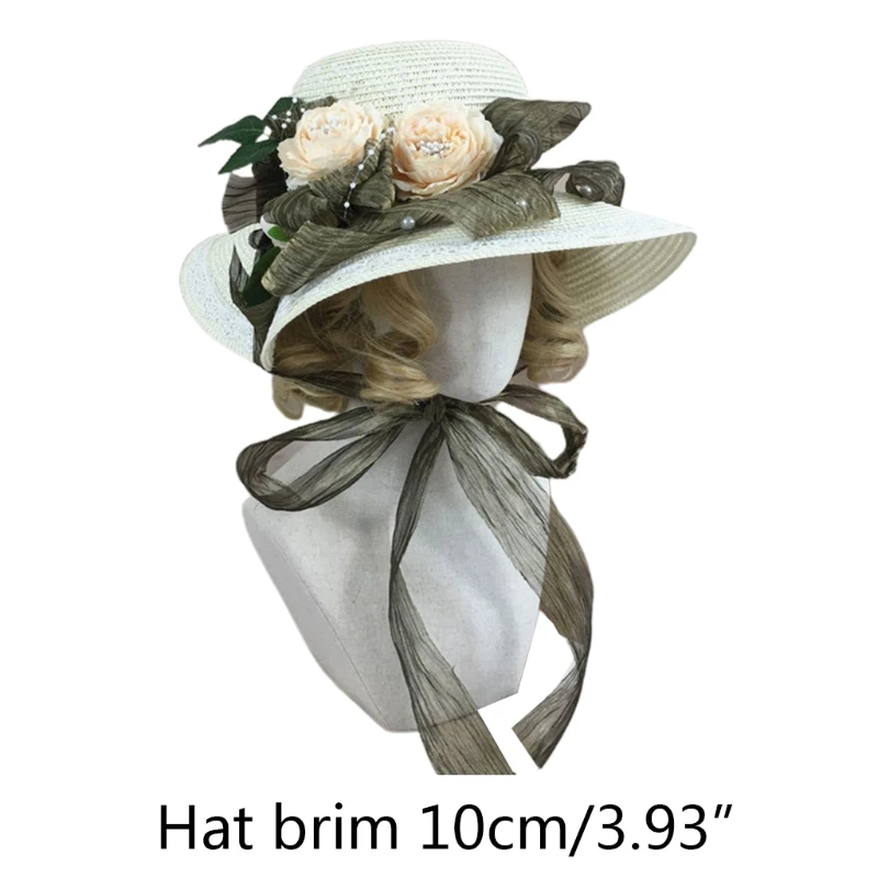 

Princess Lace Straw Hat Lace Women Sweet Lolita Ribbon Straw Hat for Party Daily School UV-Anti Big Brim Hat Gifts Drop Shipping