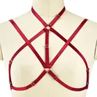 Красный бюстгальтер на бретельках, фетиш, бондаж на грудь, ремни для нижнего белья, Эротический бюстгальтер-клетка, женский бюстгальтер