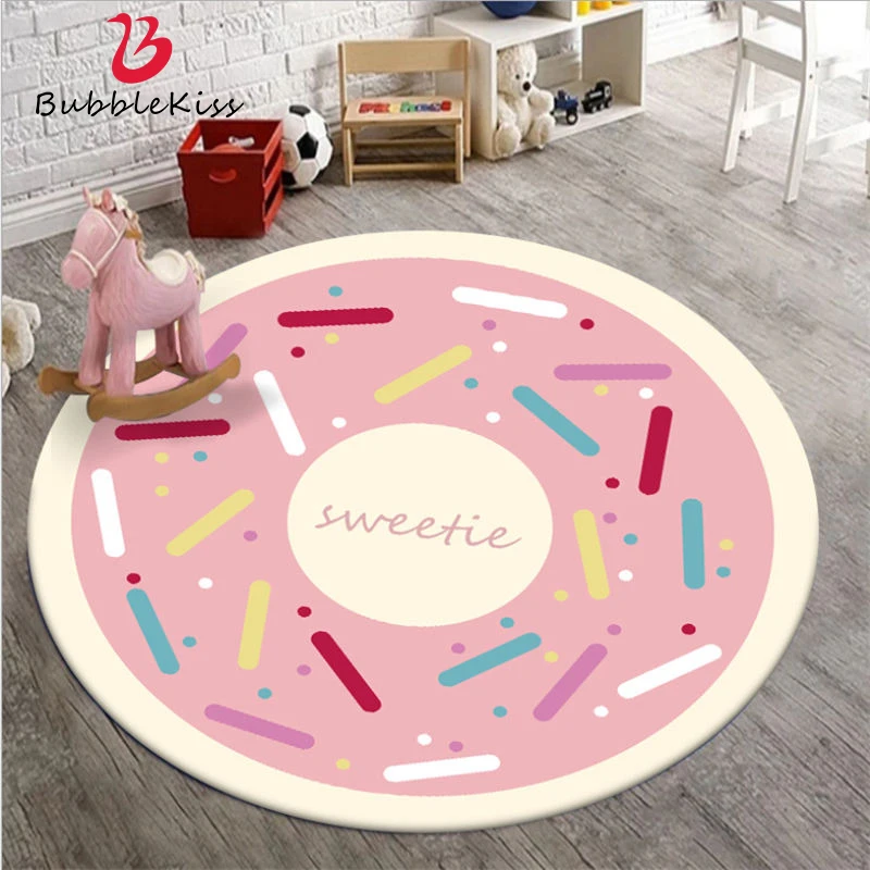 Милые круглые ковры для дома гостиной декоративные розовые коврики круглый узор