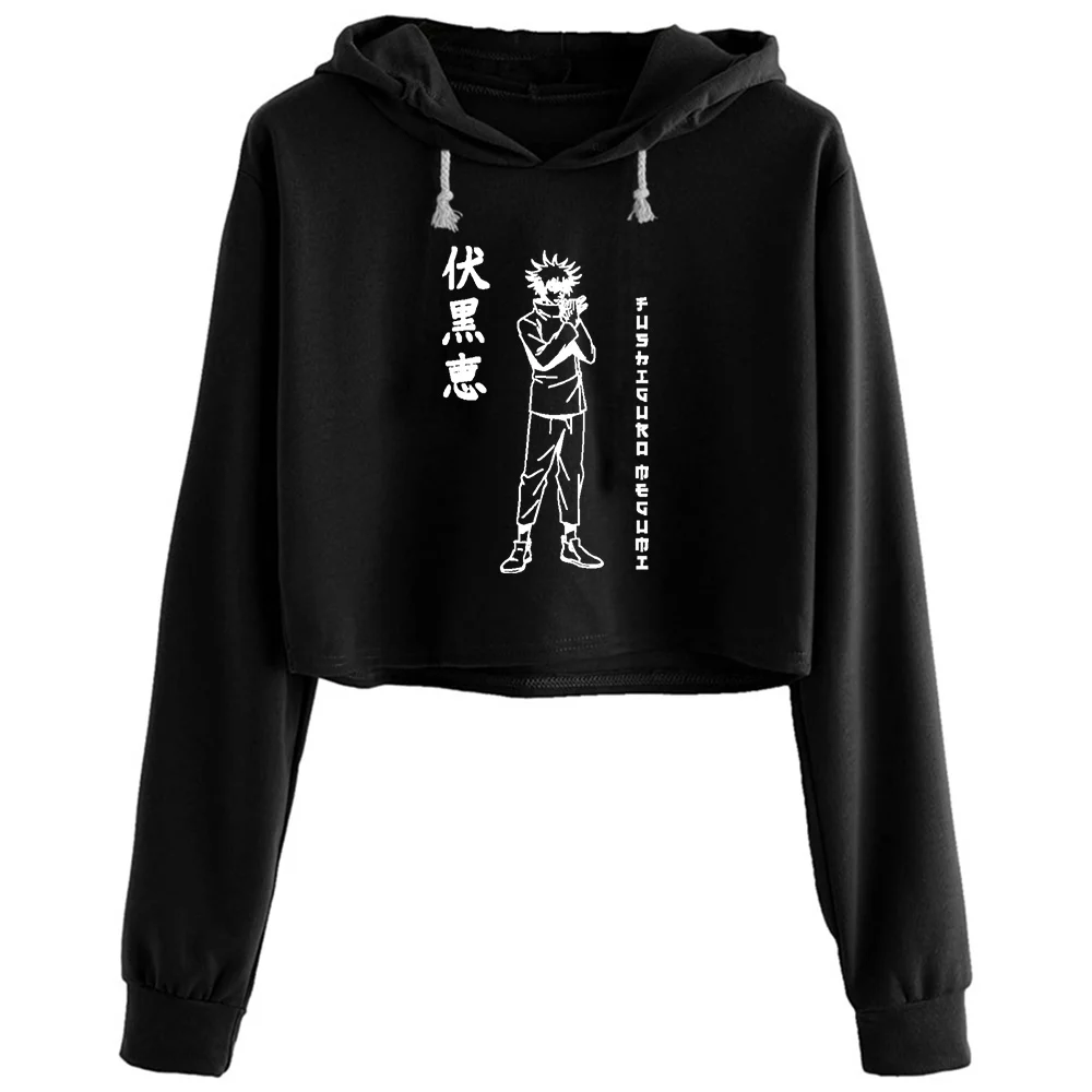 

Jujutsu Kaisen Crop Hoodies Women Grunge Harajuku Anime Emo Pullover For Girls