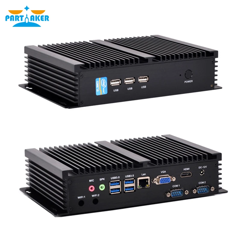 Причастник Intel Core i7 4500U промышленный Настольный i3 6006U 6100U i5 7200U Win10 Linux Minipc NUC 4K HD RS232