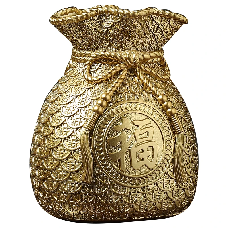 

Desktop Small Ornaments Golden Purse Decoration Resin Statue Sculpture Living Room Crafts Decor